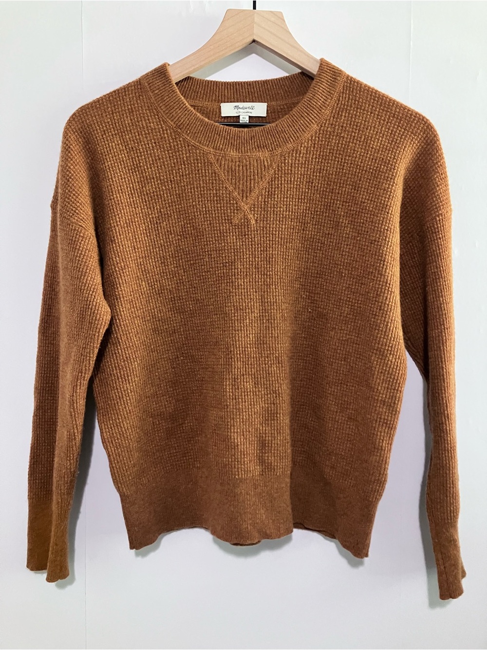 Madewell Brown Waffle Knit Cashmere Sweater Size XS